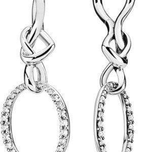 Pandora Jewelry Oval Knotted Heart Drop Cubic Zirconia Earrings in Sterling Silv